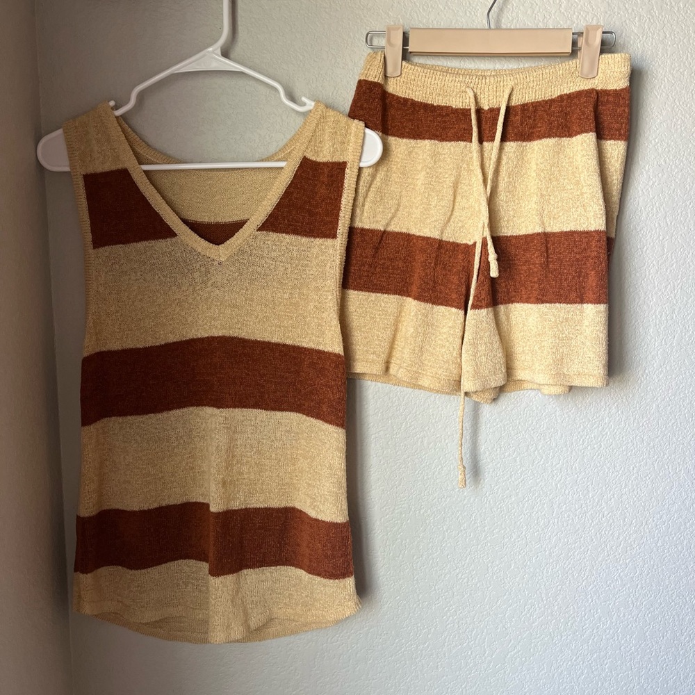Striped Knit Tank and Shorts Set